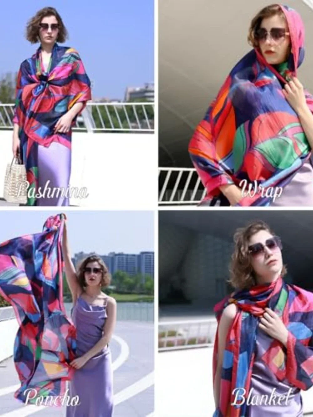 100% Mulberry Silk Shawl Wrap Lightweight Evening Dress Wedding Pashmina